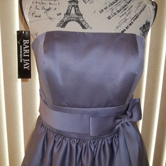 Adorable Wisteria Satin Strapless Homecoming Dress - Picture 5 of 9